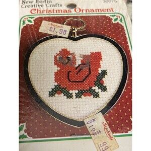 Red Bird Christmas Ornament Counted Cross StitchKit Vintage NOS 30075 New Berlin